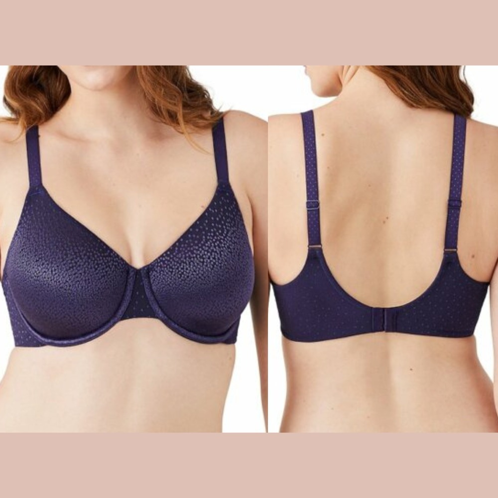 NEW $68 Wacoal [ 36D ] Back Appeal Smoothing Underwire Bra in Navy Blue U1772‎